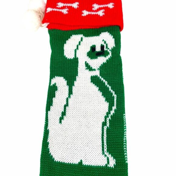 A Dawg Gone Merry Christmas Dog Knit Stocking Red Green White - Picture 4 of 5